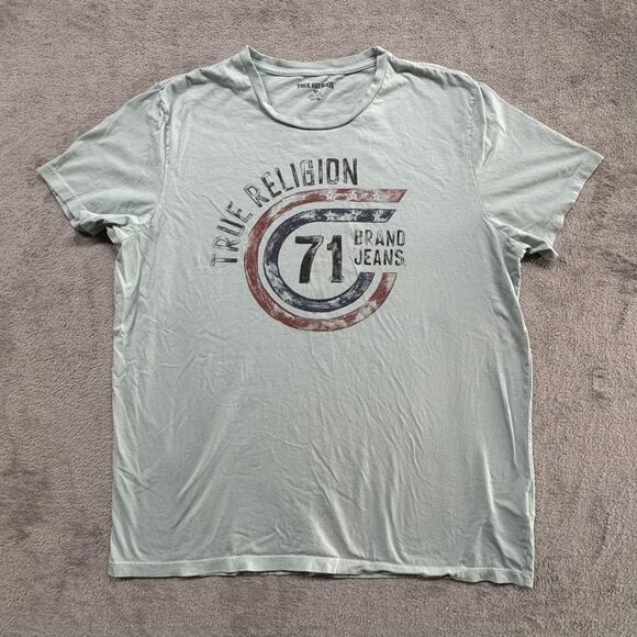 True Religion T Shirt Mens Size 2XL Printed Graphic Crewneck Streetwear Rap - Picture 1 of 5